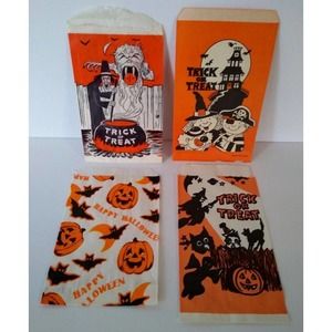 Halloween Candy Trick Or Treat Bags Haunted House Bats Witches Cauldron Cats (4)